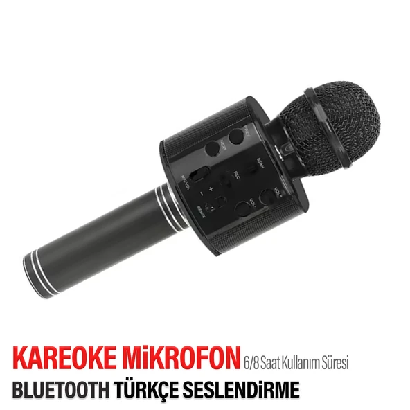 Karaoke Mikrofon Kablosuz Bluetooth Dahili Hoparlörlü Speaker