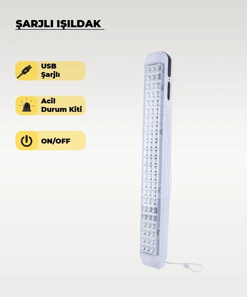 69 Ledli Şarjlı Işıldak Beyaz Işık ürün görseli