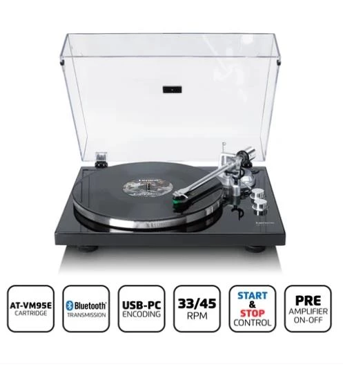 LENCO LBT-215BK - Bluetooth'lu® döner tabla ve metal döner tabla, kol ve karşı ağırlık - Özel Piyano Siyahı rengi - 3