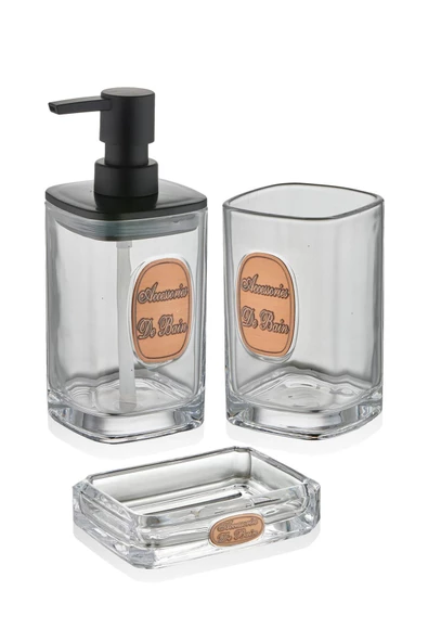 The Mia Globe Banyo Seti 3 Parça Şeffaf 330 ml