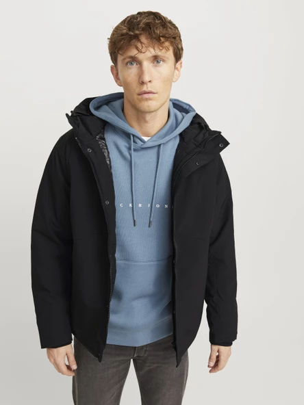 Jack&Jones Minimalist Kapüşonlu Oversized Erkek Mont - Günlük Kullanım - 6