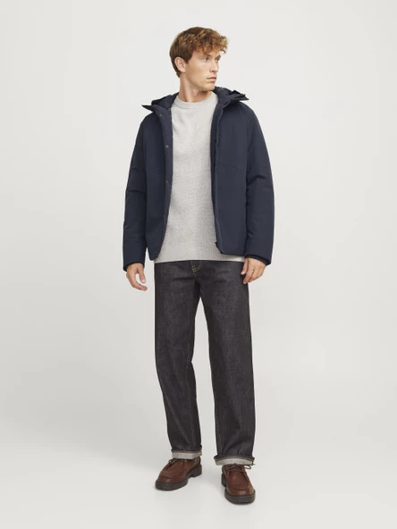 Jack&Jones Minimalist Kapüşonlu Oversized Erkek Mont - Günlük Kullanım - 8