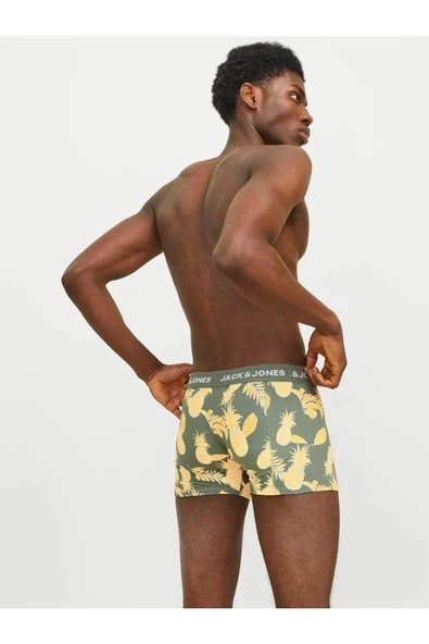 Jack&Jones Erkek Boxer 3'lü Set - Minimalist Ananas Desenli Rahat Boxer - 3