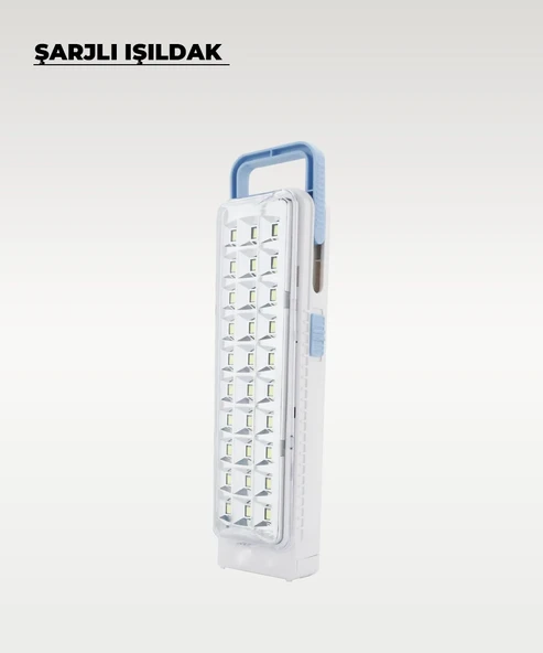 30 Ledli Şarjlı Işıldak Beyaz Işık - Resim 3