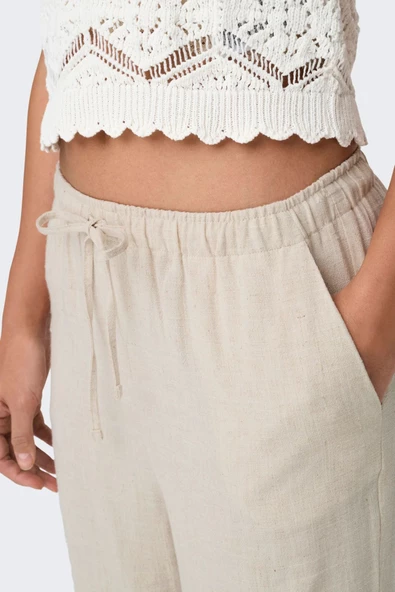 Only Kadın Minimalist Keten Bol Paça Pantolon - Rahat ve Şık - 3