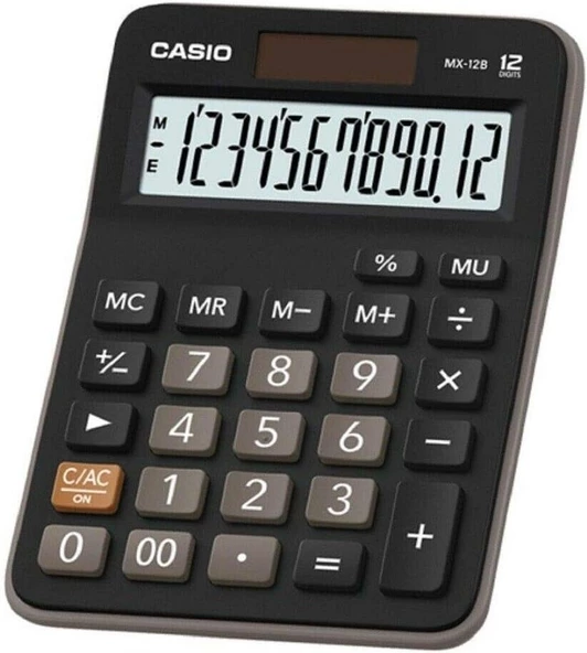 Casio Mx-12B-Bk-W-Dc Casio Ekononik Hesap Makinesi, Siyah