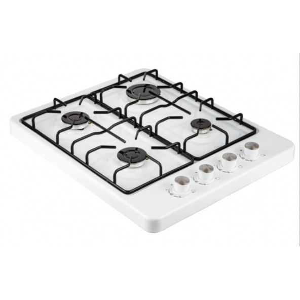 4 Dört Gözlü Tüp Uyumlu Çakmaklı Gaz Emniyetli Ventilli Slim Setüstü Beyaz Ocak