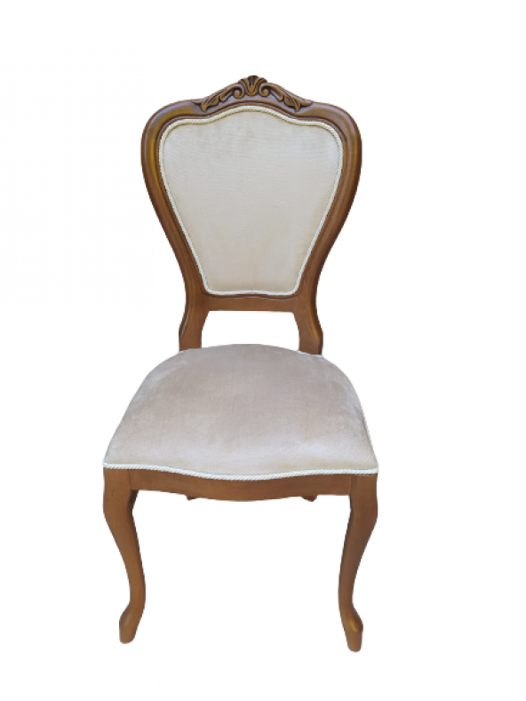 Sandalye Lükens ASLAN  Model Kayın ayak Parlak ceviz babyface kumaş Oymalı El Yapım