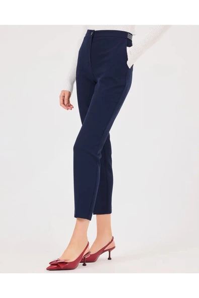 Seçil Minimalist Crop Kadın Pantolon - Yüksek Bel Midi - Günlük & İş - 10