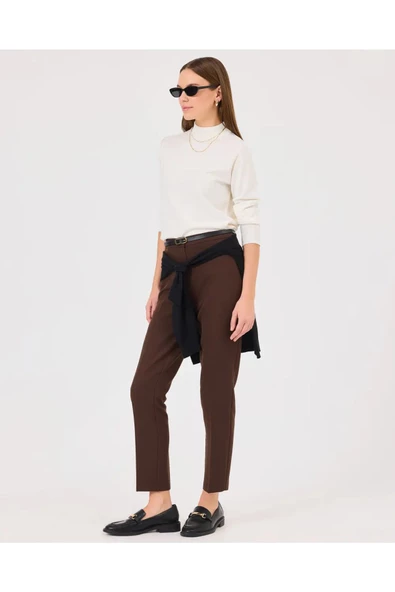 Seçil Minimalist Crop Kadın Pantolon - Yüksek Bel Midi - Günlük & İş - 7