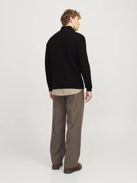 Jack&Jones Erkek Minimalist Yarım Fermuarlı Örgü Sweatshirt - Günlük Stil - Resim 3