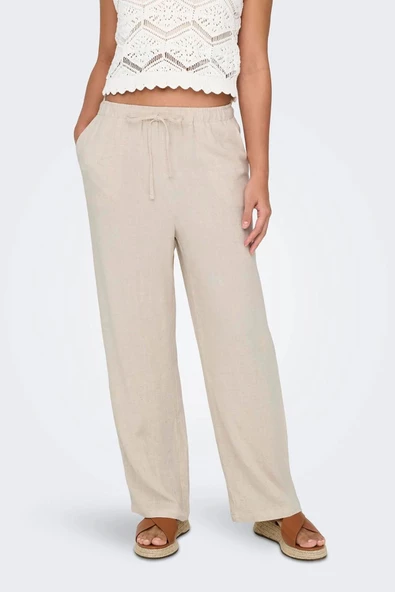 Only Kadın Minimalist Keten Bol Paça Pantolon - Rahat ve Şık - 2