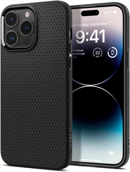 Spigen iPhone 14 Pro Max Kılıf Liquid Air Matte Black - ACS04813