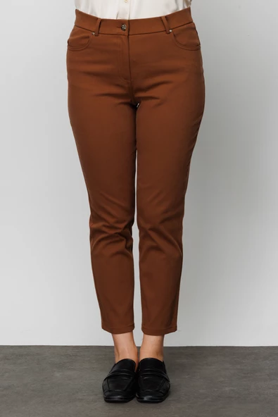 Ekol Minimalist Midi Kadın Pantolon - Yüksek Bel, Dar Kesim, Günlük & Ofis - Resim 8