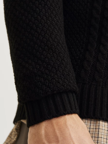 Jack&Jones Erkek Minimalist Yarım Fermuarlı Örgü Sweatshirt - Günlük Stil - Resim 8