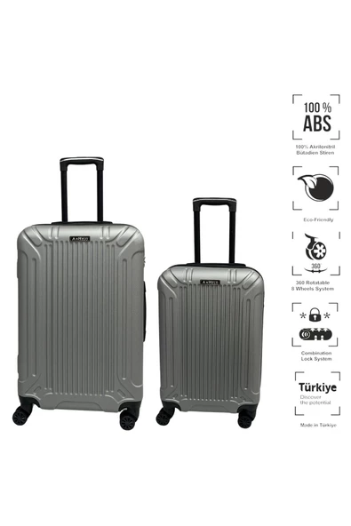 Anhelo Castle Abs Küçük (KABİN) Ve Orta Boy 2'li Valiz Seti - Resim 2