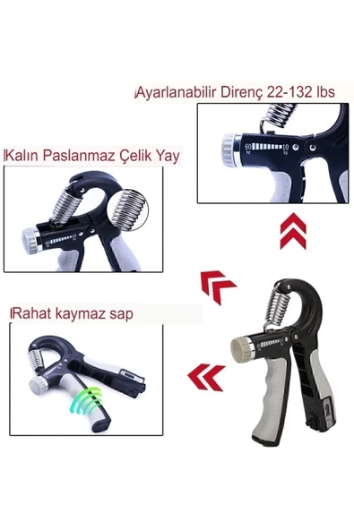 Reidan Siyah El Kol Bilek Güçlendirici Egzersiz Aleti 5-60 Kg Karpal Direc El Yayı Cihazı Direnç Yayı - 2