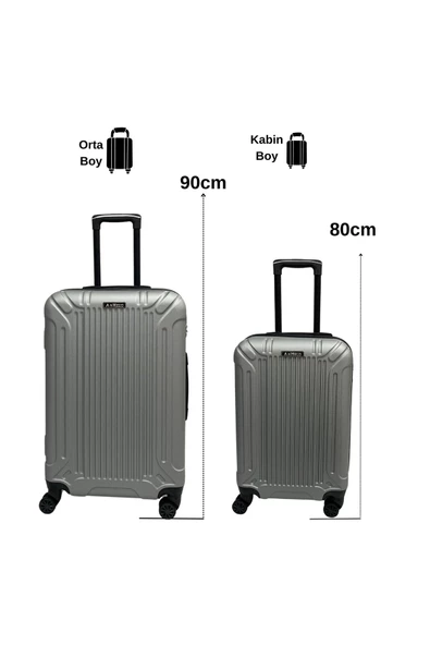 Anhelo Castle Abs Küçük (KABİN) Ve Orta Boy 2'li Valiz Seti - Resim 3
