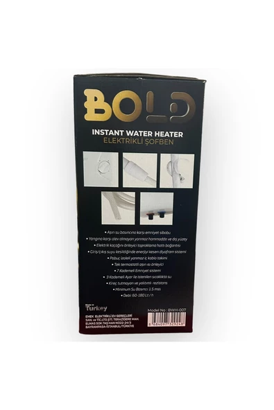 BOLD BWH-007 Yedi Emniyetli Elektirikli Şofben 7500 W - 3
