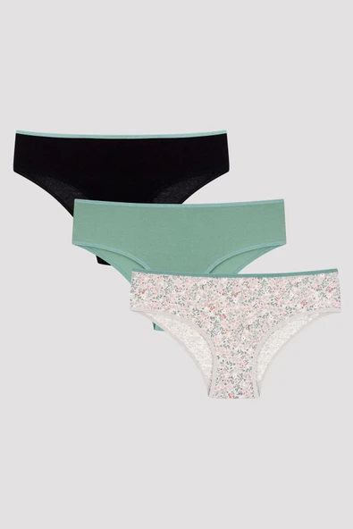 Penti  Floral Çiçek Desenli 3lü Cover Çok Renkli Slip Külot