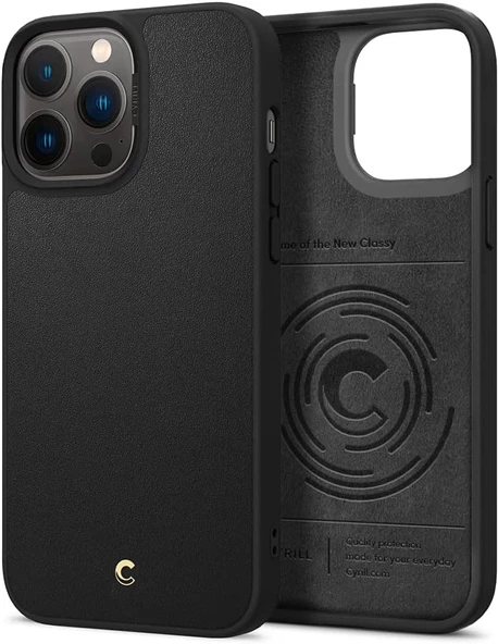 Spigen Ciel by Cyrill iPhone 13 Pro Max Kılıf Leather Brick Black - ACS03175