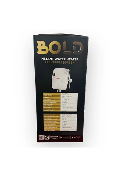 BOLD BWH-007 Yedi Emniyetli Elektirikli Şofben 7500 W - 4