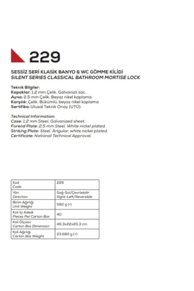 KALE 229 Wc Kilidi 50mm Sessiz Plastik Dilli - Resim 2