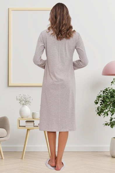 Mecit 6103 Bayan Vizon Uzun Kollu Hamile Lohusa Gecelik - Resim 3