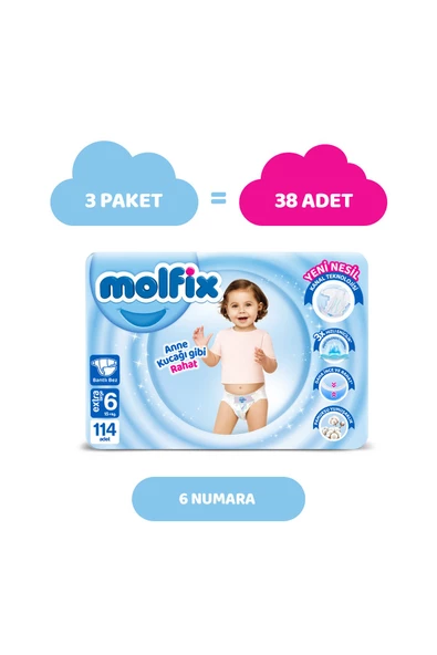 Molfix Bebek Bezi 6 Beden Extra Large Avantajlı Paket 114 Adet - Resim 2