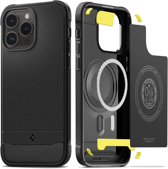 Spigen iPhone 14 Pro Max Kılıf Rugged Armor MagFit MagSafe özellikli Matte Black - ACS04812