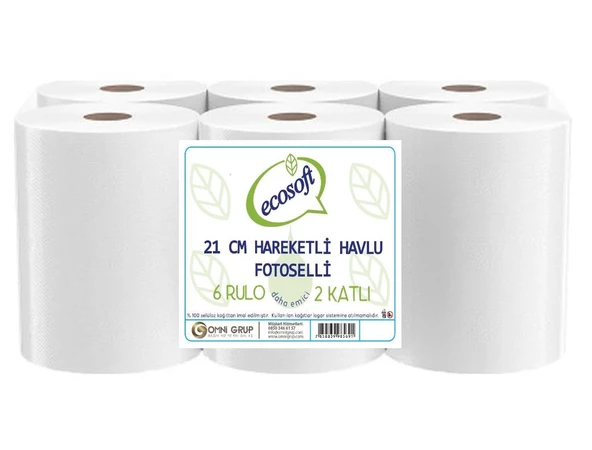 Ecosoft Fotoselli Hareketli Kağıt Havlu 21 cm 6 Rulo