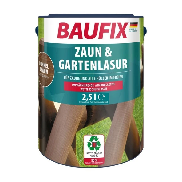 Baufix Zaun & Gartenlasur Su Bazlı Ahşap Koruyucu 2,5lt   Şeffaf ürün görseli