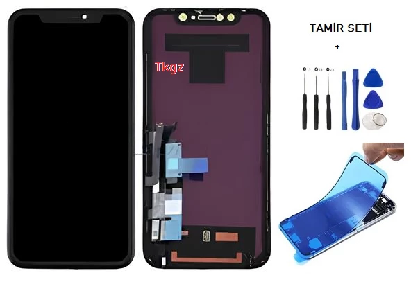 Tkgz - iPhone XR Uyumlu Lcd Ekran Dokunmatik Orijinal ( JK MARKA ) + TAMİR SETİ + TOZ BANTI