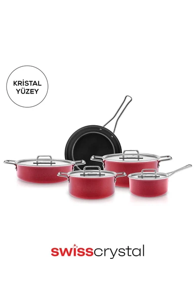 Karaca Swiss Crystal Mastermaid 9 Parça Tencere Seti Imperial Red