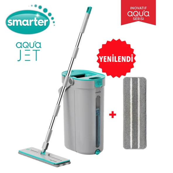 SMARTER Aqua Jet Yedekli Temiz & Kirli Suyu Ayırma Özelliği Tablet Mop Temizlik Seti Paspas ürün görseli 1