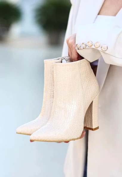 Loora Ten Rugan Desenli Topuklu Bot - Resim 3