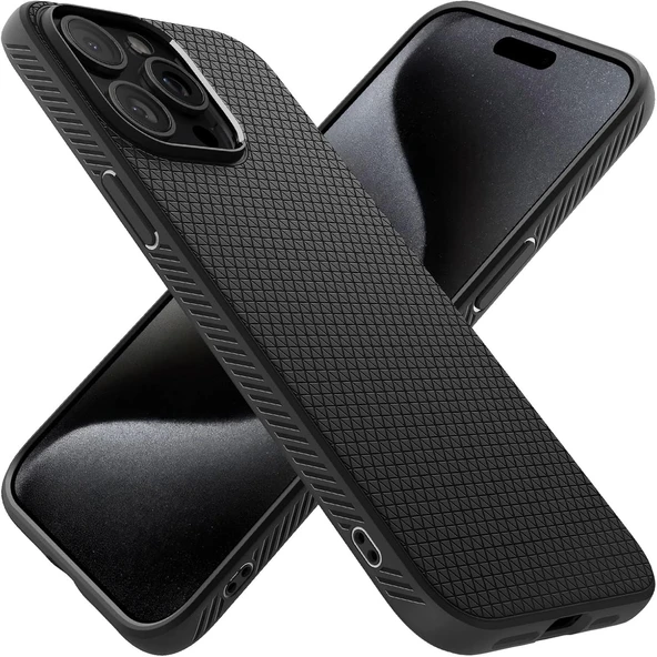 Spigen iPhone 15 Pro Max Kılıf Liquid Air Matte Black - ACS06562