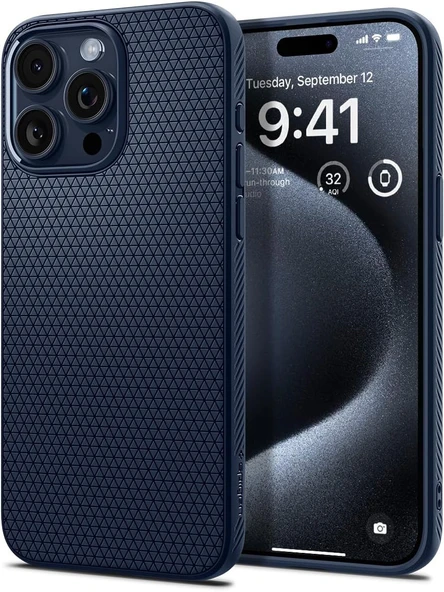 Spigen iPhone 15 Pro Max Kılıf Liquid Air Navy Blue - ACS06563