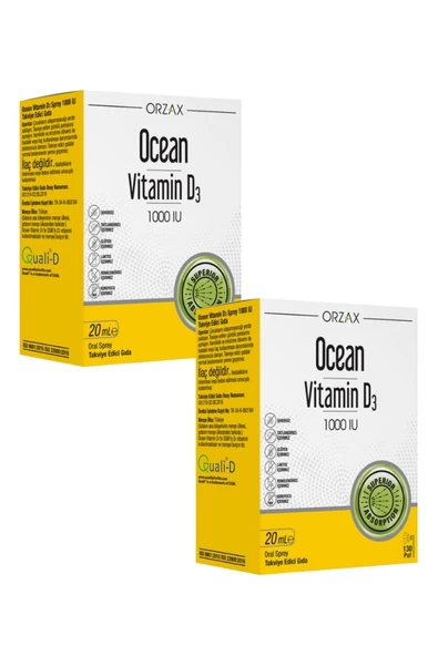 Ocean Vitamin D3 1000 IU Sprey 20 ml x 2 Adet