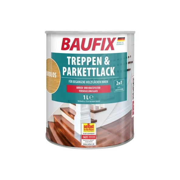 Baufix Treppen & Parkettlack Su Bazlı Parke Cilası İpek Mat 2,5lt