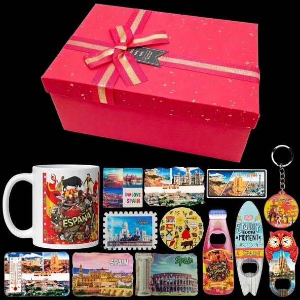 İspanya Hediye Kutusu 10 Parça Kupa Magnet Anahtarlık Kutu - 2