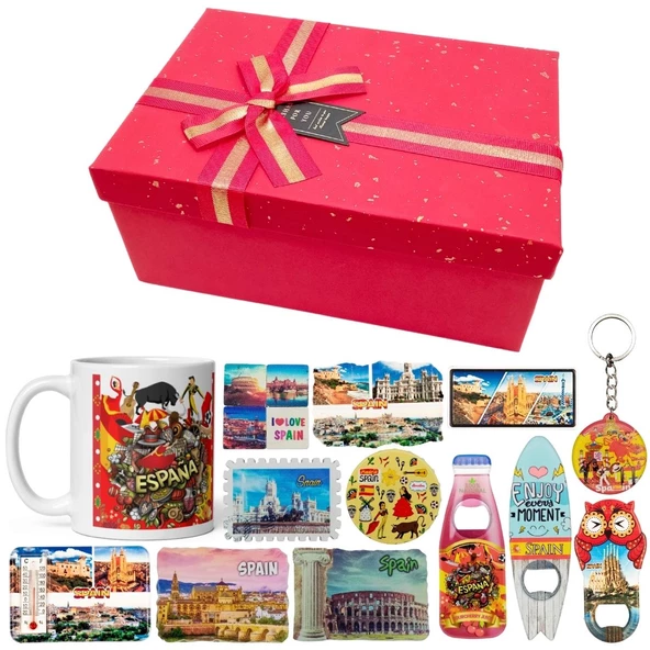 İspanya Hediye Kutusu 10 Parça Kupa Magnet Anahtarlık Kutu