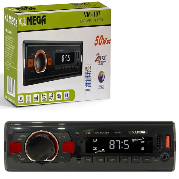 4X50 Watt Oto Teyp Bluetooth 2xUsb Sd Fm Aux - MEGA VM-107