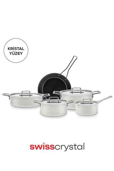 Karaca Swiss Crystal Mastermaid 9 Parça Tencere Seti Cream