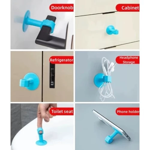 Periboia Renkli Vantuzlu Geçmeli Kapı Kolu Stoper 4lü Set - 4
