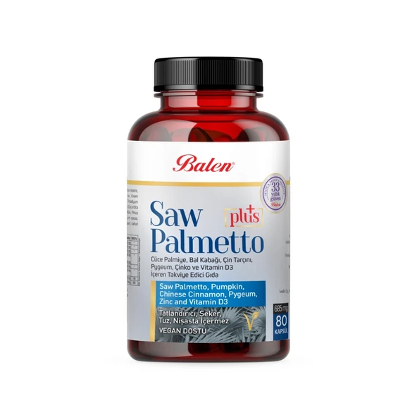 SAW PALMETTO PLUS CÜCE PALM.ÇİN.VİT D3 KAPSÜL 685 mg* 80 KAPSÜL ürün görseli 1