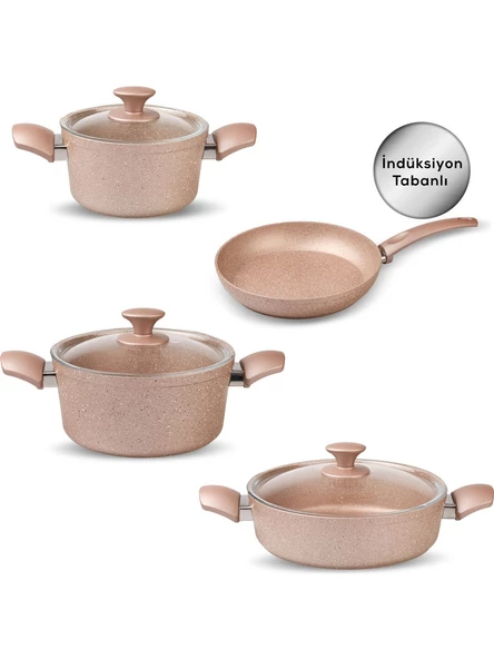 Karaca Biogranit Antik Rose V1 New İndüksiyon Tabanlı 7 Parça Tencere Seti - 4
