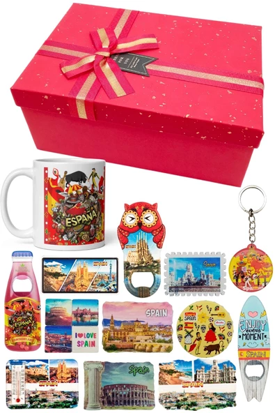 İspanya Hediye Kutusu 10 Parça Kupa Magnet Anahtarlık Kutu - 5