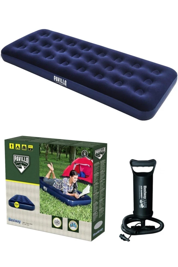 Bestway 67000 Tek Kişilik Şişme Yatak + Pompa 185X76X22 cm