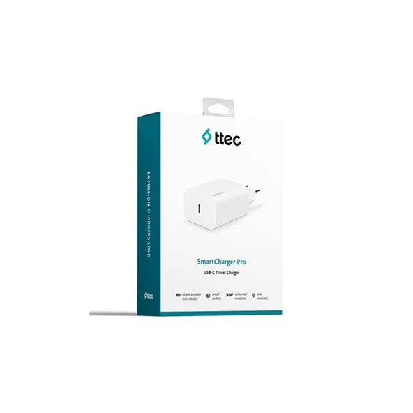 TTEC SmartCharger 30W PD USB-C Seyahat Hızlı Şarj Aleti  Beyaz - Resim 3